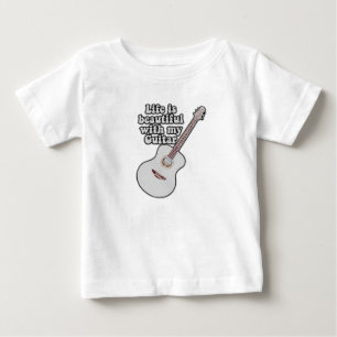 T-shirt Pour Bébé La vie est belle avec ma guitare. vintage coloré