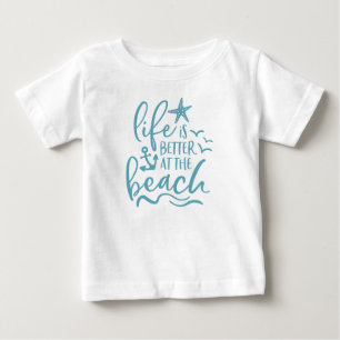 T-shirt Pour Bébé La vie est meilleure à la plage Vagues Ancre