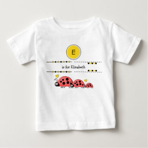 T-shirt Pour Bébé Ladybugs ajouter nom noir et jaune