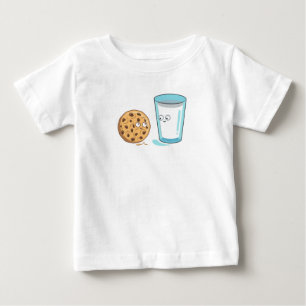 T-shirt Pour Bébé Lait et biscuits alimentaires Kawaii 