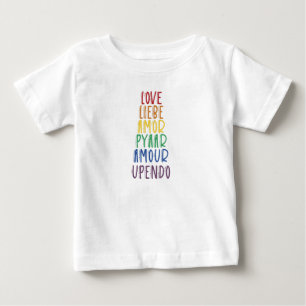 T-shirt Pour Bébé L'amour dans plusieurs langues Rainbow Pride Baby 