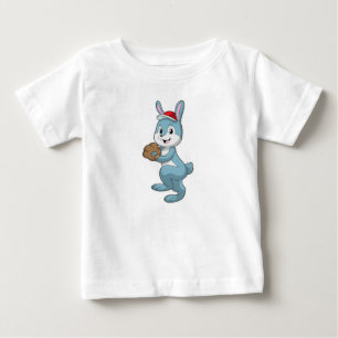 T-shirt Pour Bébé Lapin au baseball avec gant de baseball