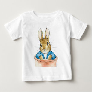 T-shirt Pour Bébé Lapin classique assis dans un pot