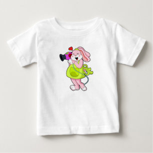 T-shirt Pour Bébé Lapin coiffeur avec sèche-cheveux
