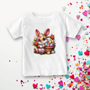 T-shirt Pour Bébé Lapin de Pâques avec panier personnalisé