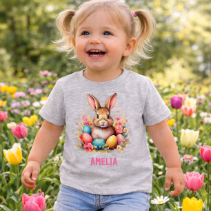 T-shirt Pour Bébé Lapin de Pâques mignon avec des lunettes