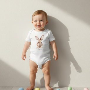 T-shirt Pour Bébé Lapin de Pâques personnalisé Nom personnalisé