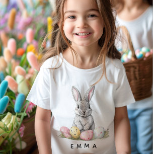 T-shirt Pour Bébé Lapin de Pâques personnalisé Nom personnalisé