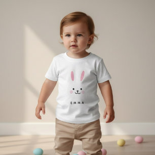 T-shirt Pour Bébé Lapin de Pâques personnalisé Nom personnalisé