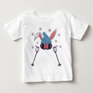 T-shirt Pour Bébé Lapin de ski en fausse laine humour d'hiver