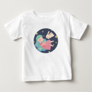 T-shirt Pour Bébé Lapin et fille sous les étoiles Illustration