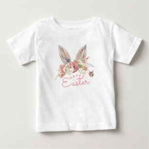 T-shirt Pour Bébé Lapin Floral aux Oreilles Joyeuses Pâques