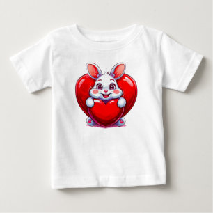 T-shirt Pour Bébé 🐰💖 Lapin Mignon Cœur Brillant Cadeau Bébé ✨