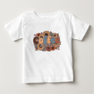 T-shirt Pour Bébé Le Café Est Mon Hobby Vintage Floral