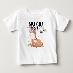 T-shirt Pour Bébé Le cerf de bois Doe et le bébé Fawn Mon Gigi m'aim