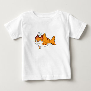 T-shirt Pour Bébé Le chat tigre comme requin dans l'eau.PNG