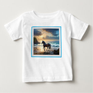 T-shirt Pour Bébé Le Palomino Horse Sur La Plage,