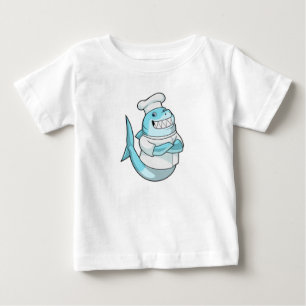 T-shirt Pour Bébé Le requin comme chef avec tablier de Cuisine