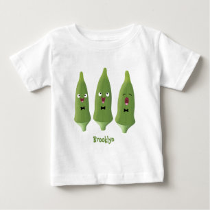 T-shirt Pour Bébé Légume okra de dessin animé mignon qui chante 