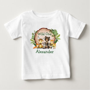T-shirt Pour Bébé Les animaux sauvages de la forêt rustique d'un pr