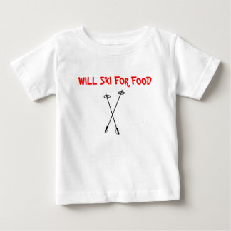 T-shirt Pour Bébé les poteaux de ski, SKIERONT POUR LA NOURRITURE