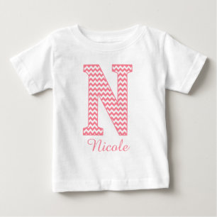 T-shirt Pour Bébé LETTRE CHICOPIE PINGÉE Pink N MONogramme
