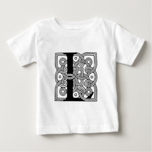 T-shirt Pour Bébé Lettre L Vintage Céleste noeud Monogramme