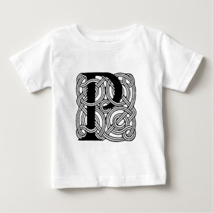 T-shirt Pour Bébé LETTRE P Vintage Céleste Knot Monogramme