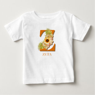 T-shirt Pour Bébé Lettre Z Tournesol Floral Monogramme avec nom