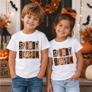 T-shirt Pour Bébé Lettres Bloc Vintage Saison Effrayante