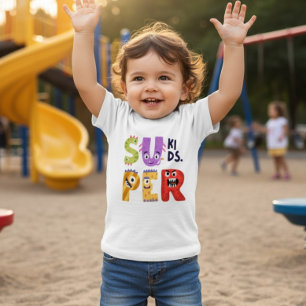 T-shirt Pour Bébé Lettres de monstre amusantes 'Super Enfants'