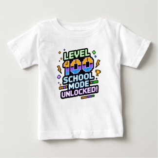 T-shirt Pour Bébé Level 100 School Mode Unlocked 100th Day of School