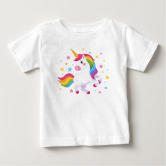 T-shirt Pour Bébé Licorne Arc-en-Ciel Volante Avec Étoiles