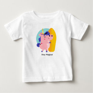 T-shirt Pour Bébé Licorne de surf mignonne – Été kawaii sur la plage