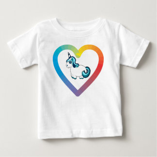 T-shirt Pour Bébé licorne du coeur arc-en-ciel