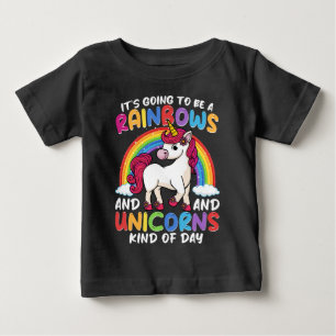 T-shirt Pour Bébé Licorne Mignonne Fantaisiste Drôle Arc-en-ciel Et
