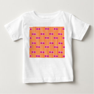 T-shirt Pour Bébé Lignes orange et boîtes roses
