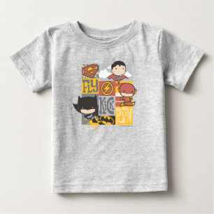 T-shirt Pour Bébé Ligue de justice de Chibi Voler, Tirer, Exécuter