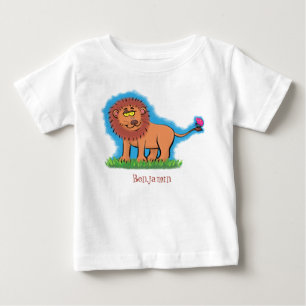 T-shirt Pour Bébé Lion joyeux avec dessin animé de papillon
