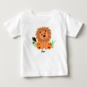 T-shirt Pour Bébé Lion mignon dans l'herbe avec t-shirt bébé coccine