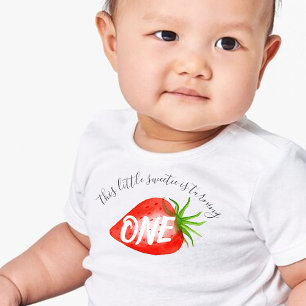 T-shirt Pour Bébé Little Sweetie fraise 1er anniversaire