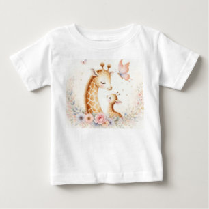 T-shirt Pour Bébé Livre D'Histoire Bois Bébés Giraffe Et Bébé