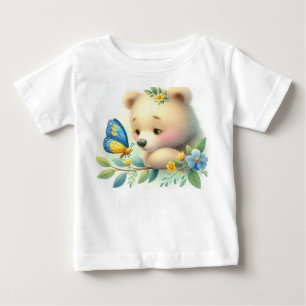 T-shirt Pour Bébé Livre D'Histoire Bois Bébés Ours Et Papillon