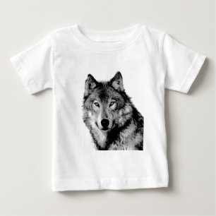 T-shirt Pour Bébé Loup noir et blanc