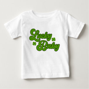 T-shirt Pour Bébé Lucky Baby St Patrick's Day Retro 70's Green