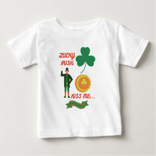 T-shirt Pour Bébé Lucky Irish Kiss Me happy saint patricks day T-Shi