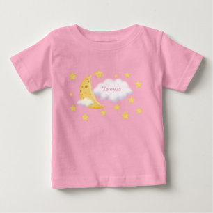 T-shirt Pour Bébé Lune Cheesy & Étoiles Fluffy Personnalisé Cloud Cu