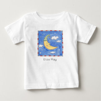 T-shirt Pour Bébé Lune heureuse personnalisée