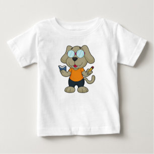 T-shirt Pour Bébé Lunettes de livre Nerd de chien