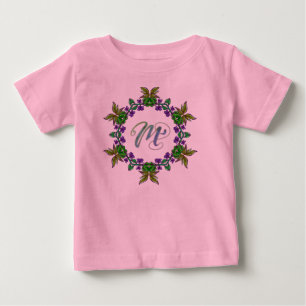 T-shirt Pour Bébé M Initiale Unique Fun Cute Boho Flowers Jolie Fill